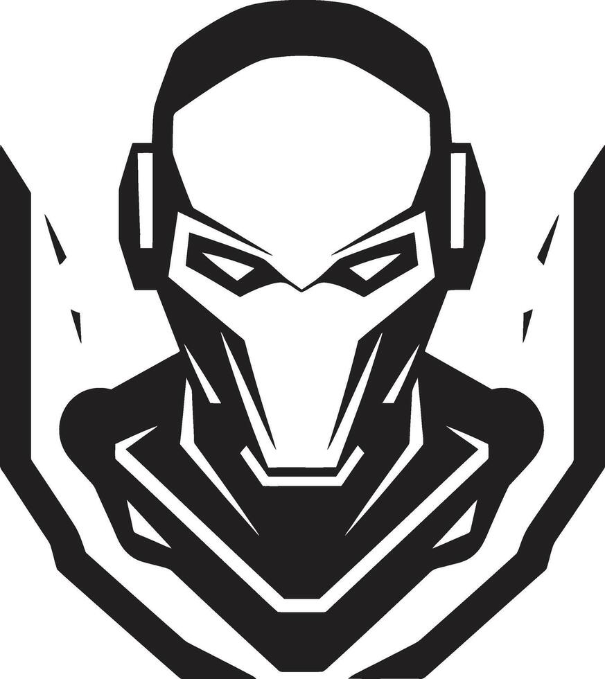Circuitry Conductor Black Cyberrobot Electronic Avatar Futuristic Cybernetic Face vector