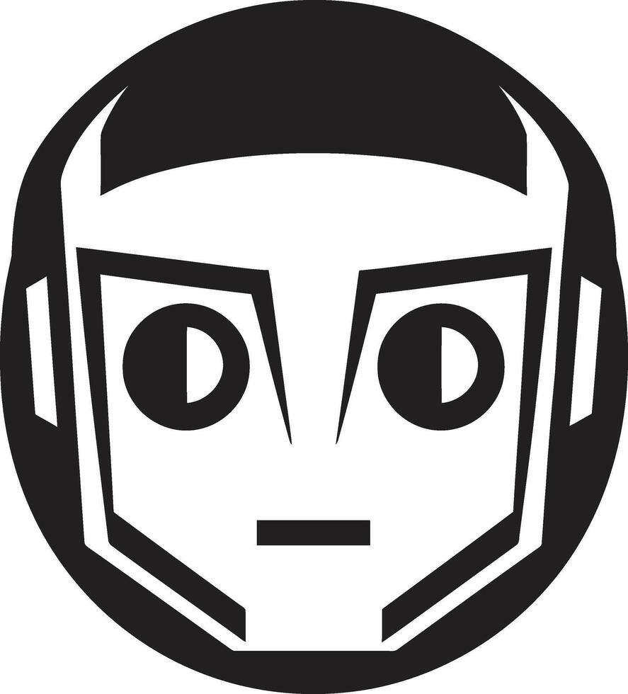 Digital Dynamo Black Cybernetic Techno Titan Futuristic Robot Head vector