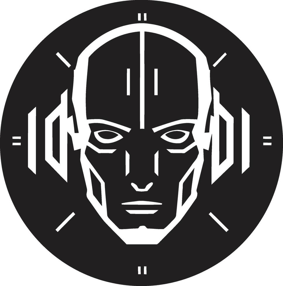 Metallic Maestro Cybernetic Cybernetic Crusader Black Robot Head vector