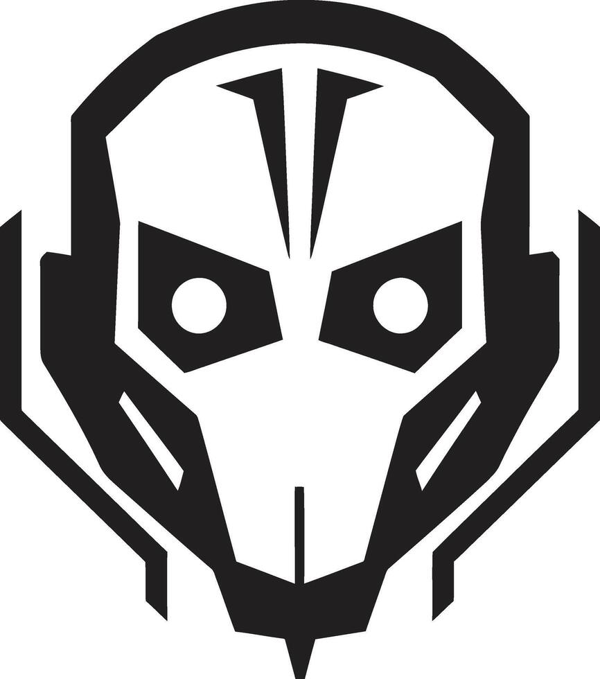 Cybernetic Crusader Black Robot Head Robotic Revelation Futuristic Cyberrobot Symbol vector