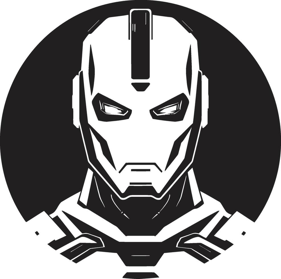 Techno Titan Futuristic Robot Head Electronic Enigma Cyberrobot vector