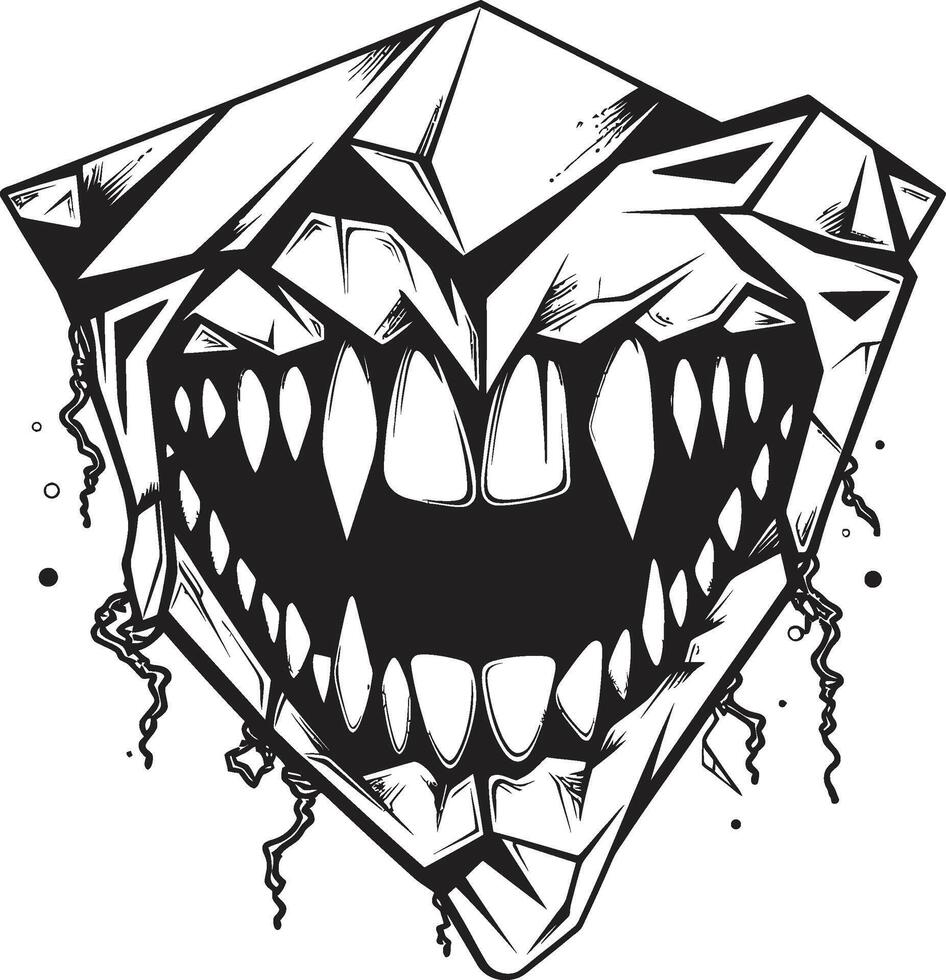 Sinister Grin Evil Creature Jaw Element Shadowed Fangs Sinister Mouth Symbol vector