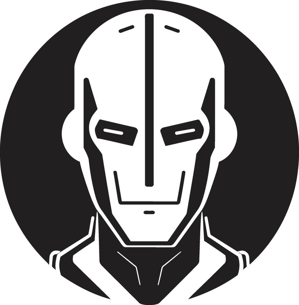 Digital Dynamo Futuristic Cybernetic Head Techno Titan Black Robot Face vector