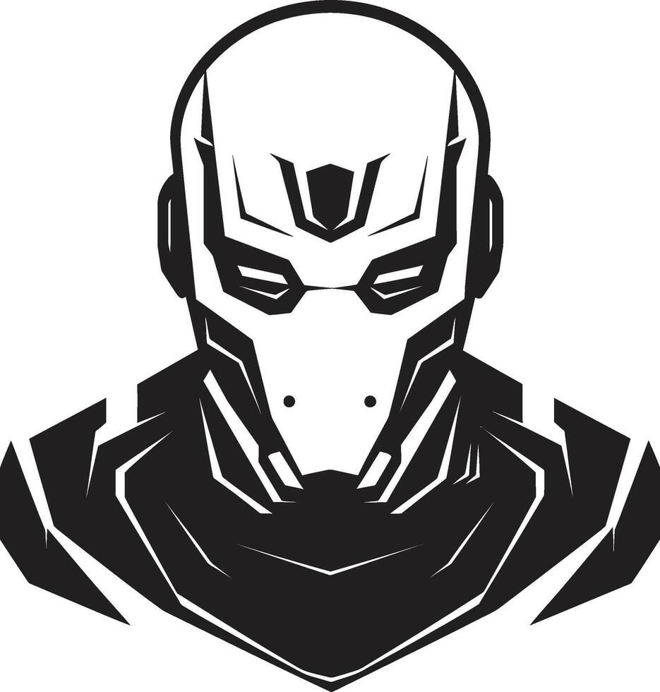 Electronic Avatar Black Cyberrobot Techno Triumph Futuristic Robot Symbol vector