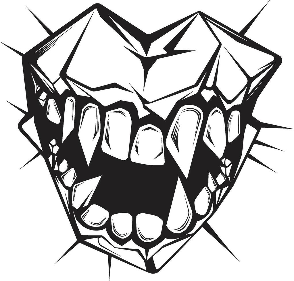 Dreadful Grin Black Mouth Graphic Cursed Jaws Evil Creature vector