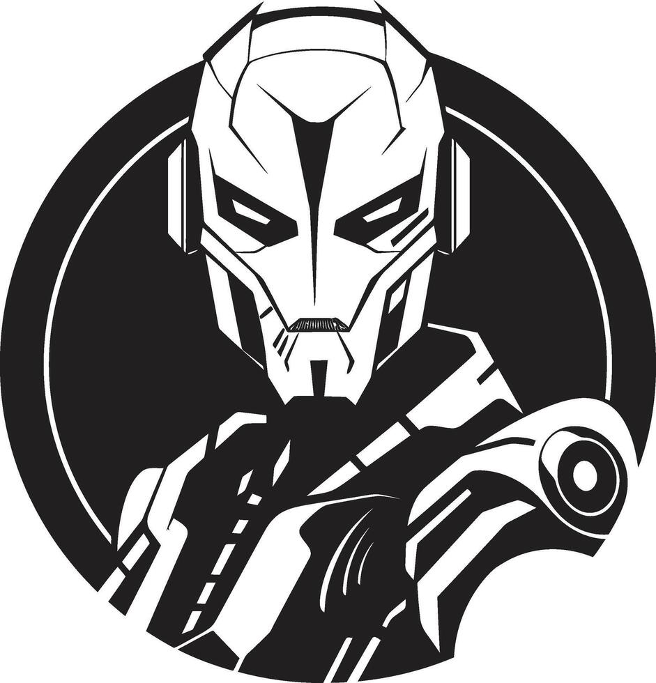 Metallic Maestro Black Cybernetic Head Cybernetic Crusader Futuristic Robot Face vector