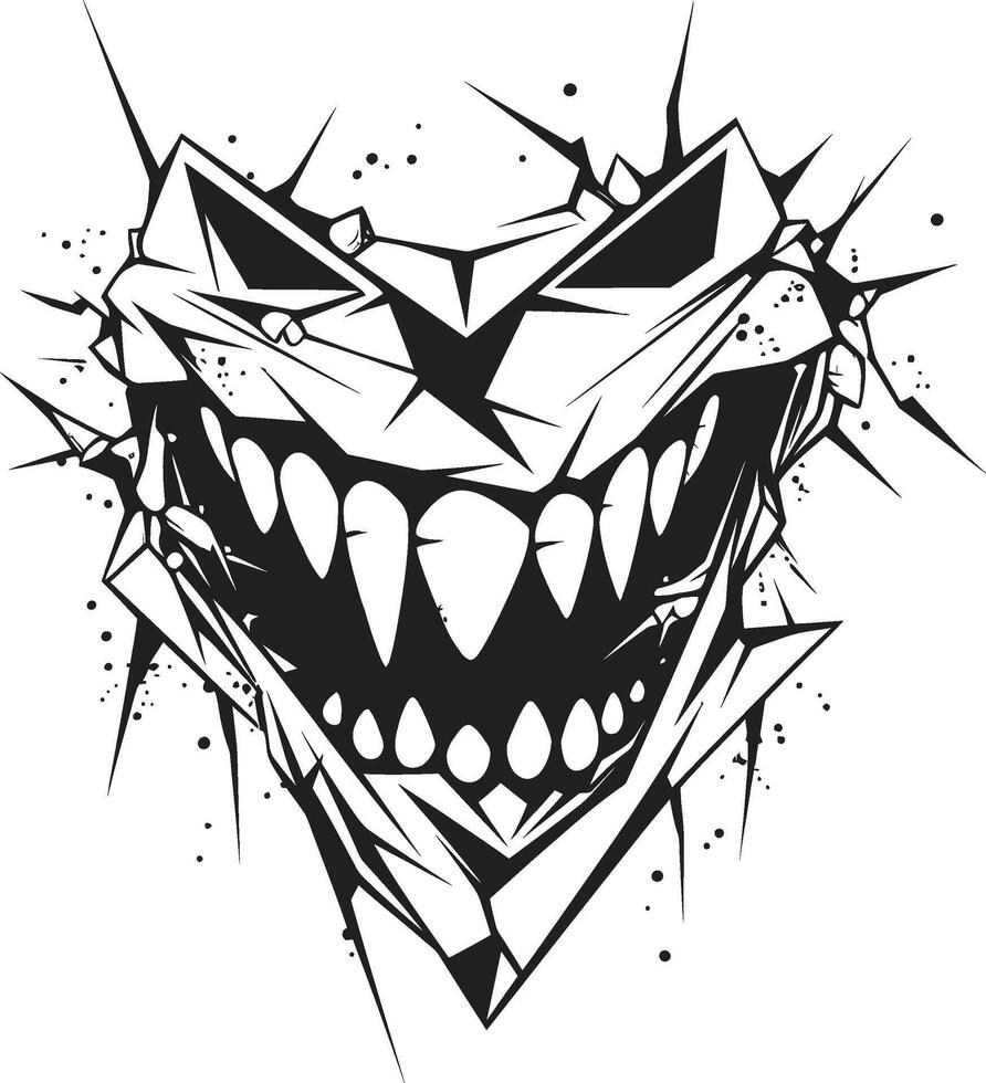 Diabolic Jaws Evil Jaw Symbol Dreadful Maws Sinister Creature Mouth vector