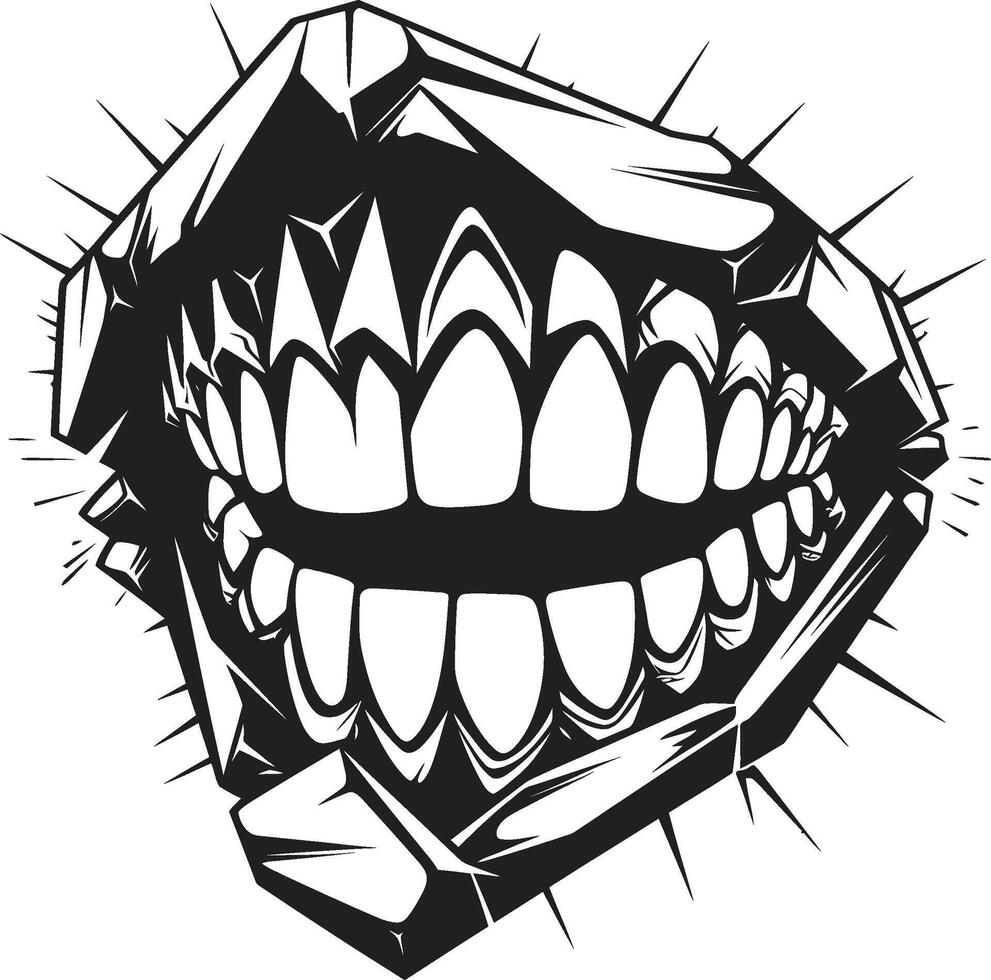Devilish Snarl Black Sinister Evil Mouth Diabolic Gape Sinister ic Jawline vector