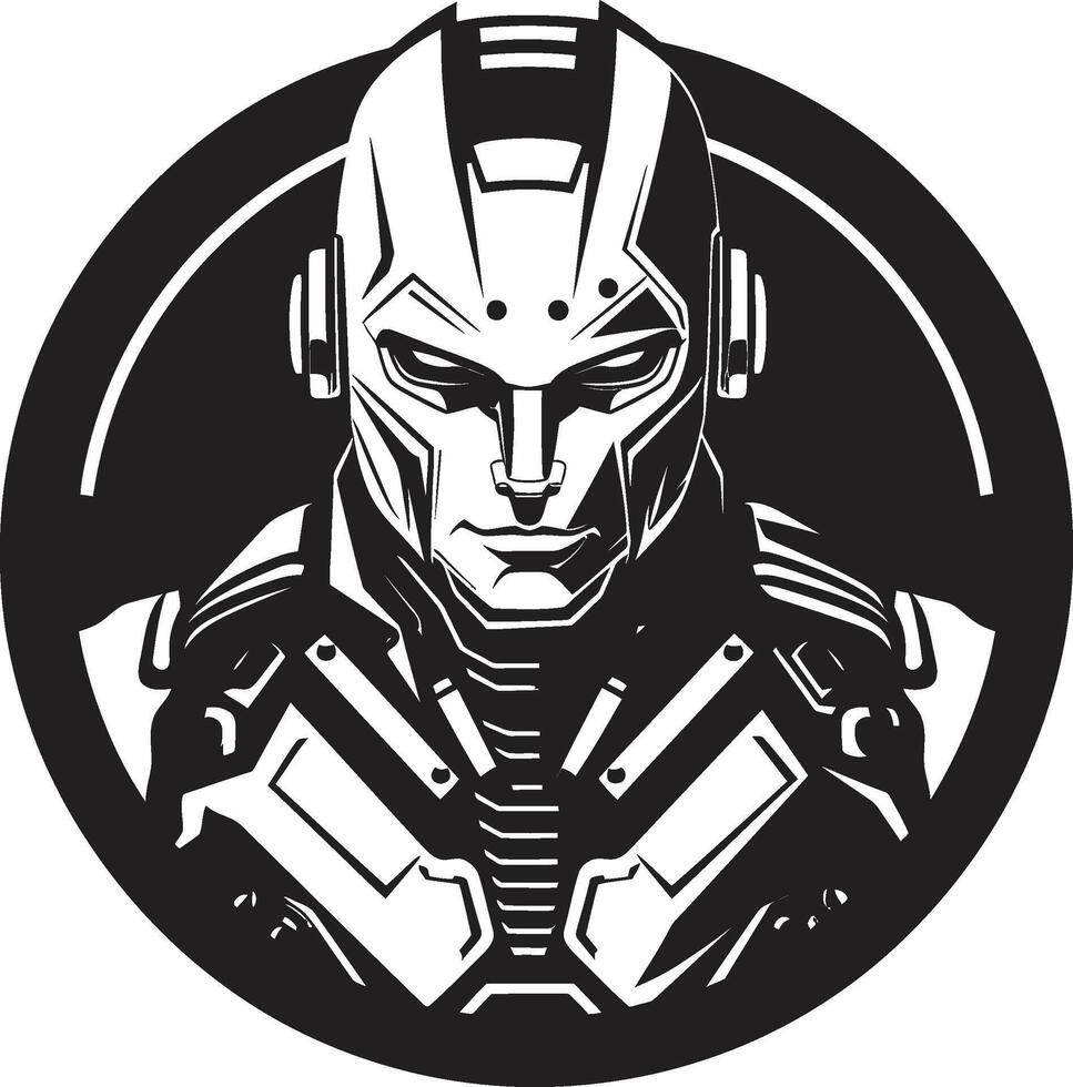 Digital Cerebrum Futuristic Face Cybernetic Visionary Black Cyberrobot Head vector