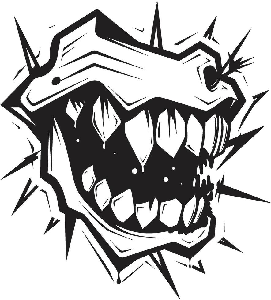 Ghastly Gnashers Sinister Jaw Symbol Dreadful Bite Black Creature Mouth vector