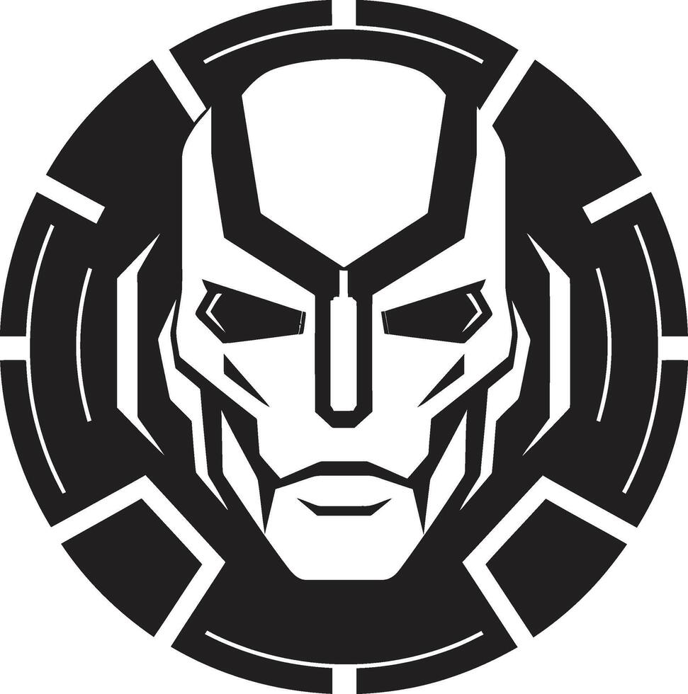 Digital Dynamo Futuristic Face Techno Titan Black Cyberrobot vector