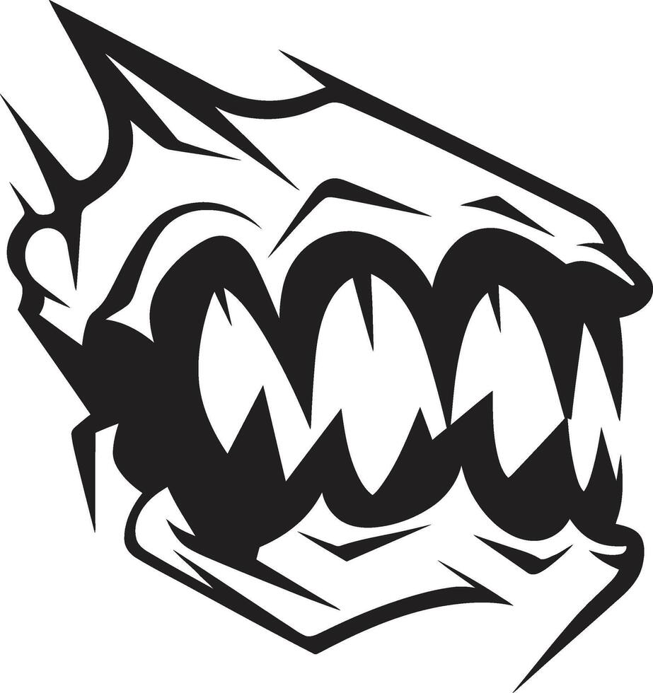 Malicious Fangs Black Mouth Graphic Eerie Jaws Evil Creature Jaw Symbol vector