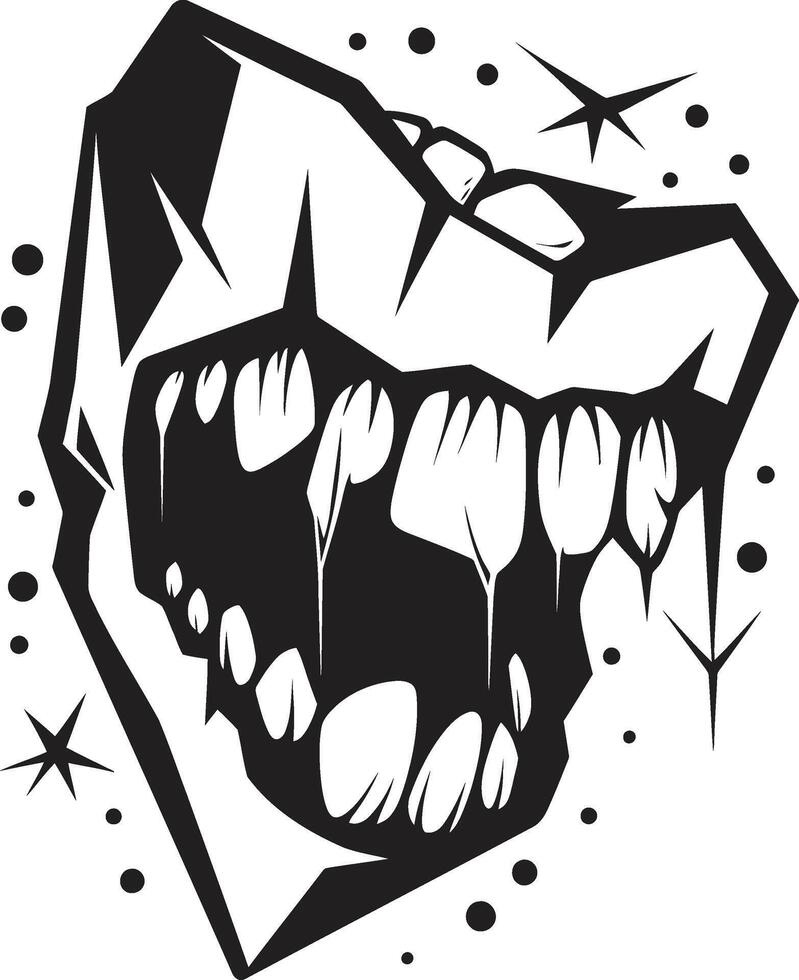 Wretched Jaws Evil Creature Mouth Symbol Devilish Grin Sinister Jaw vector