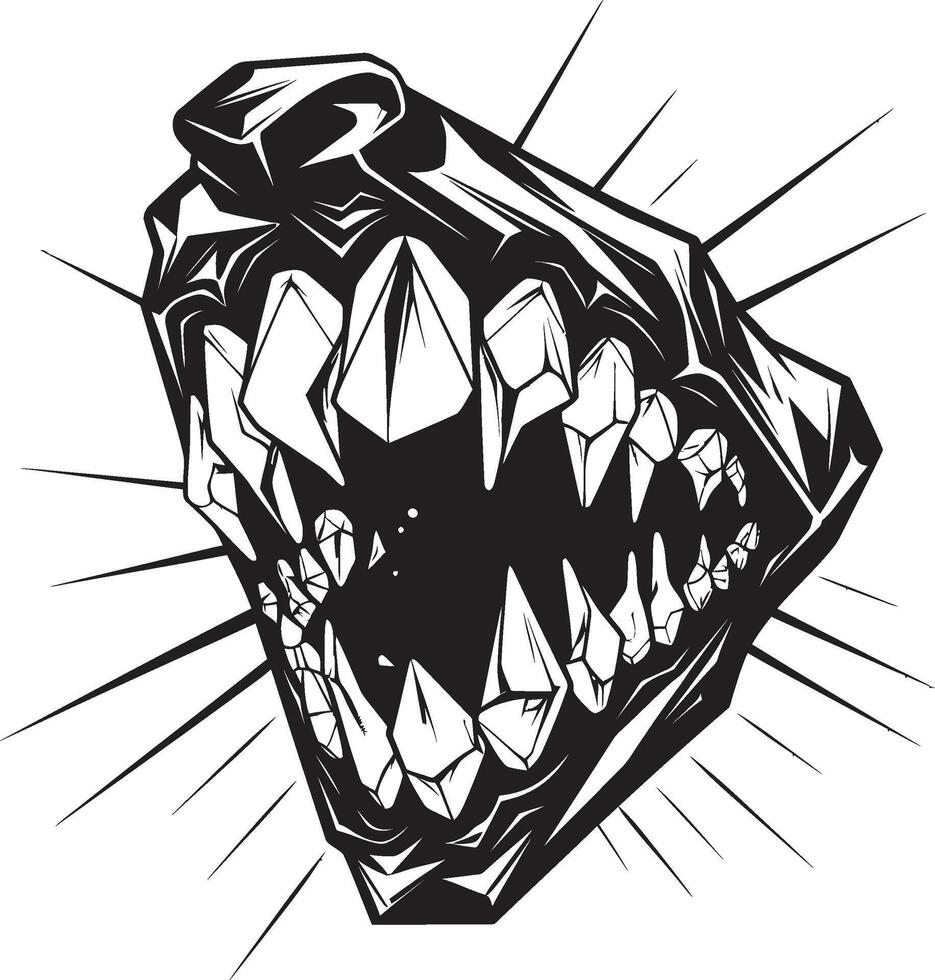 Vicious Grin Evil Jaw Element Shadowed Fangs Sinister Creature Mouth Symbol vector