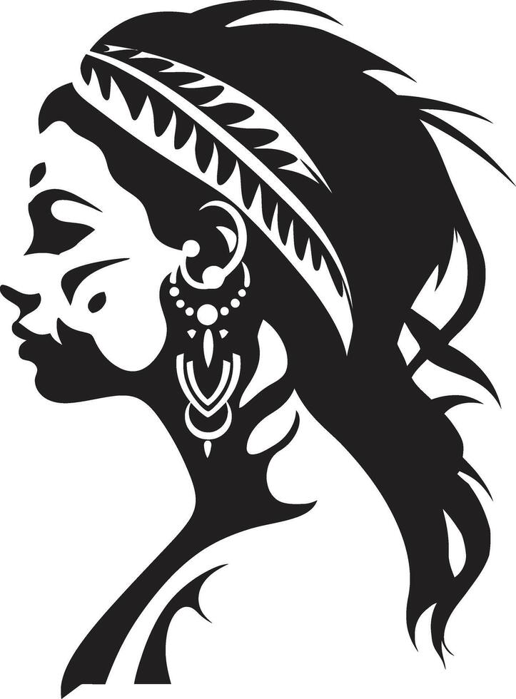 Garden Goddess Black Floral Face Bloom Beauty Floral Woman Graphic vector