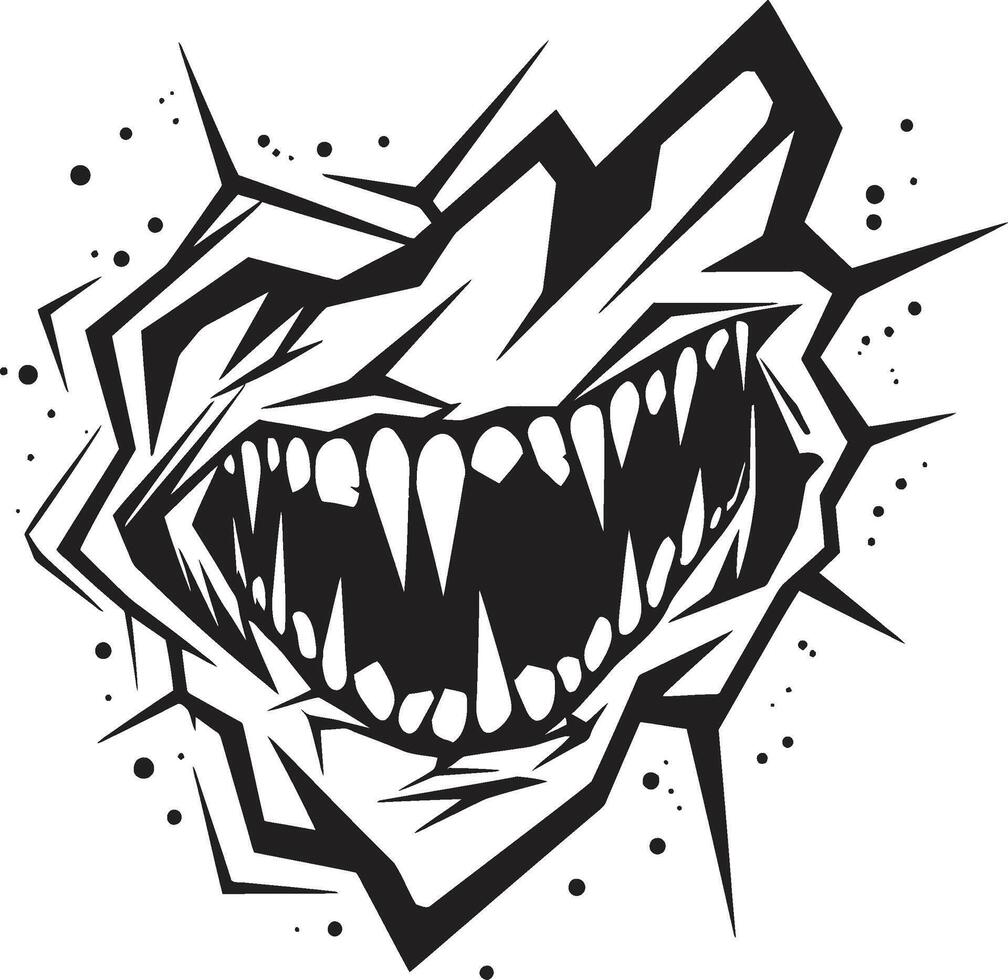 Diabolic Snarl Black Wicked Jaw Graphic Abyssal Bite Sinister Devils Jawline vector