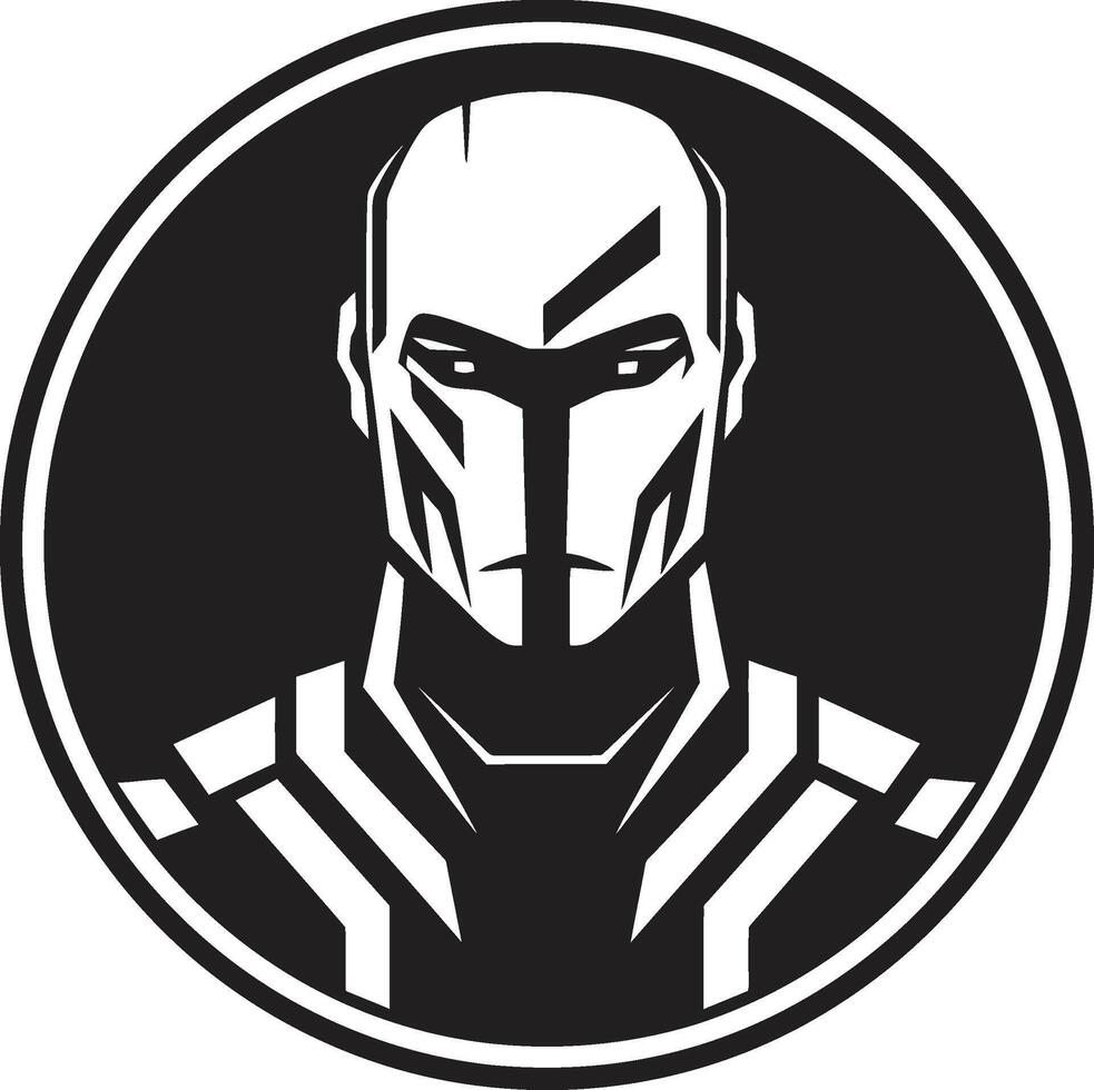 Cybernetic Crusader Futuristic Face Robotic Revelation Black Cyberrobot Symbol vector