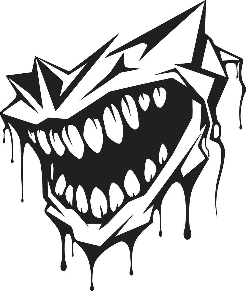 Abyssal Grin Sinister ic Mouth Ghastly Jaws Black Sinister Evil Bite vector