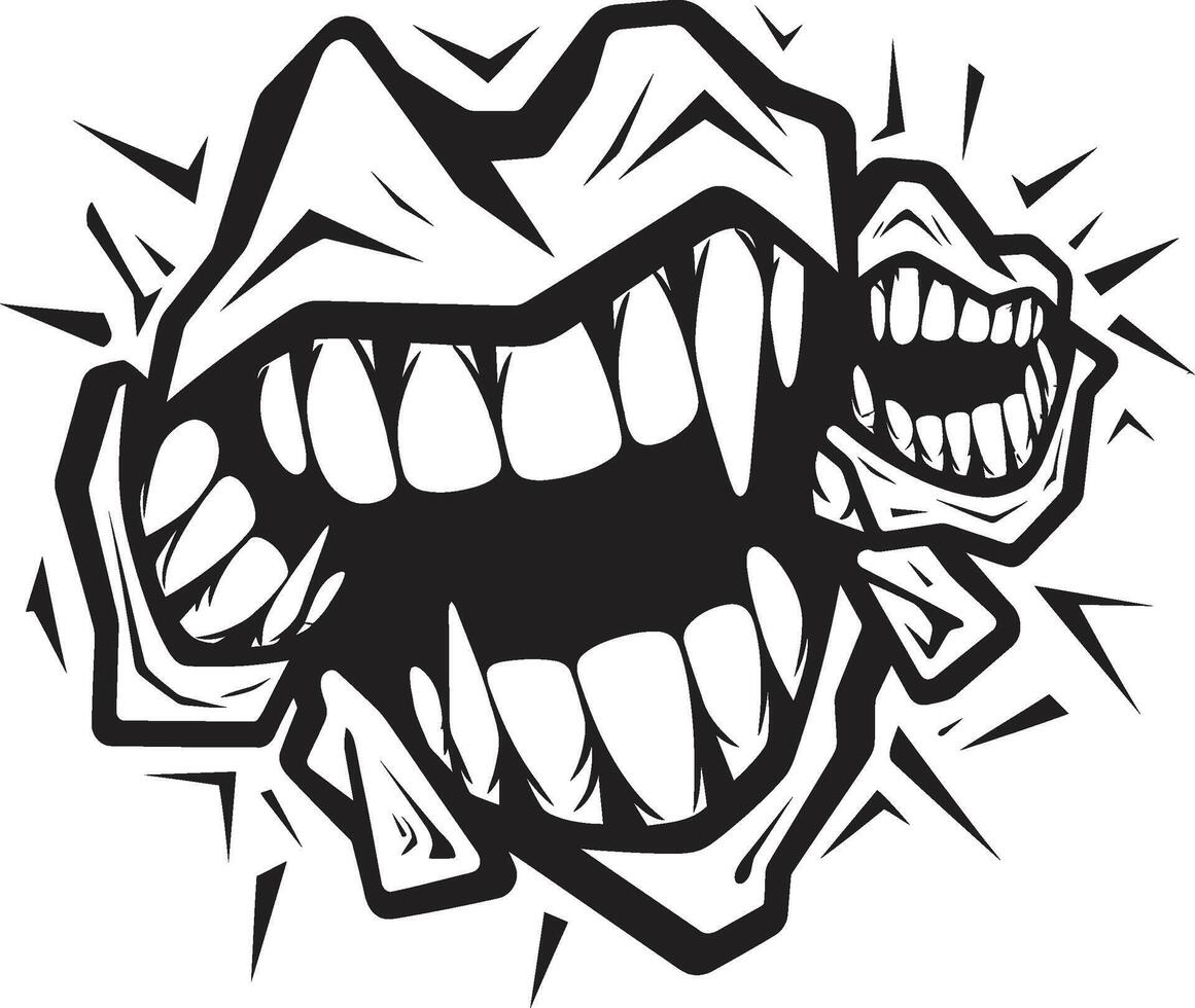 Infernal Snarl Sinister ic Jaw Demons Bite Black Sinister Evil Grin vector