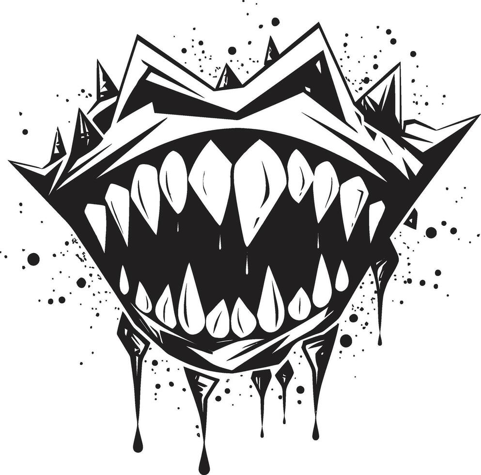 Wicked Jaws Sinister Creature Devils Gape Black ic Jaw Element vector