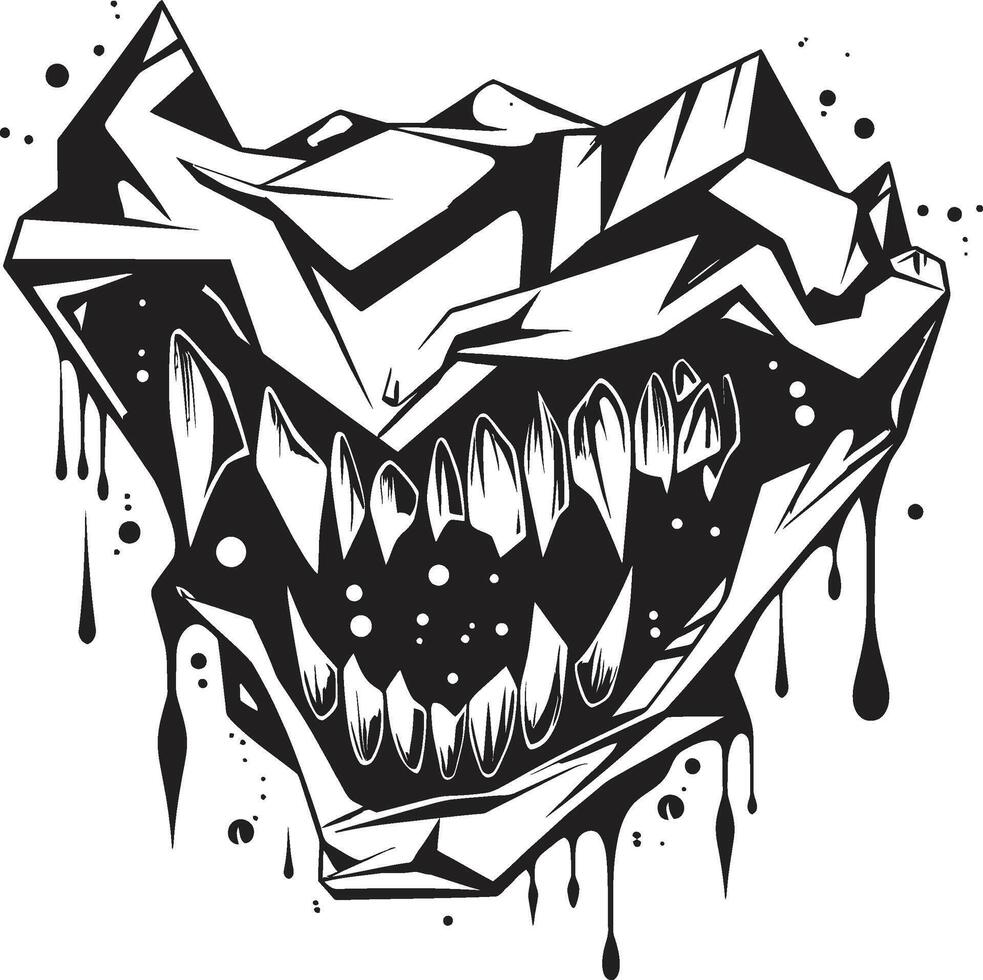 Abyssal Grin Sinister Devils Jaw Symbol Ghastly Jaws Black Diabolic Bite vector