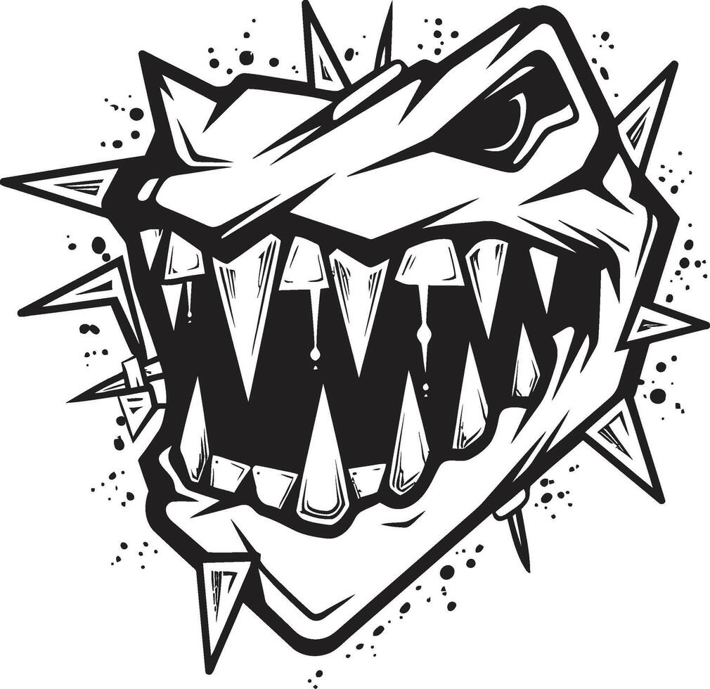 Infernal Snarl Black Abyssal Bite Demons Maw Sinister Ghastly Mouth Graphic vector