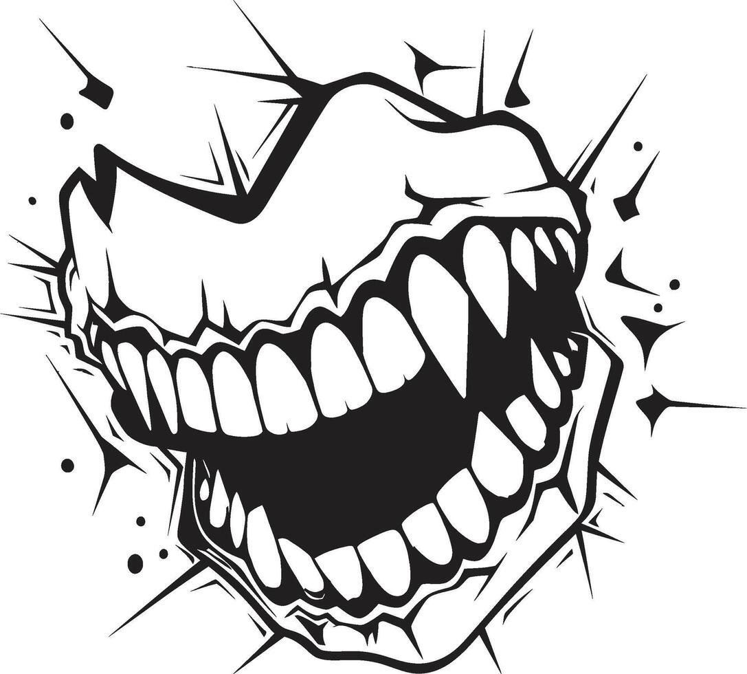 Shadowed Maw Sinister ic Grin Devilish Snarl Black Sinister Evil Mouth vector