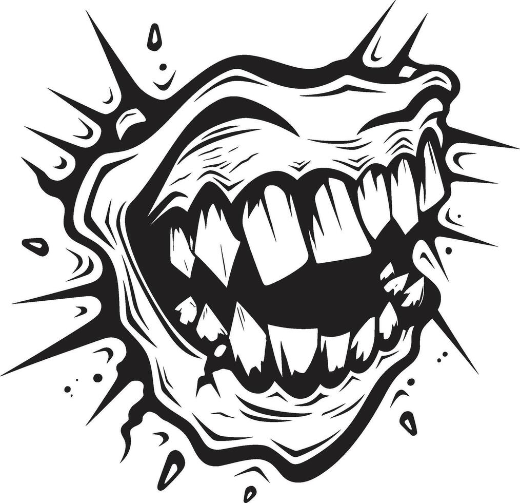 Shadowed Grin Black Demons Mouth Symbol Wicked Jaws Sinister Malevolent Jaw Graphic vector