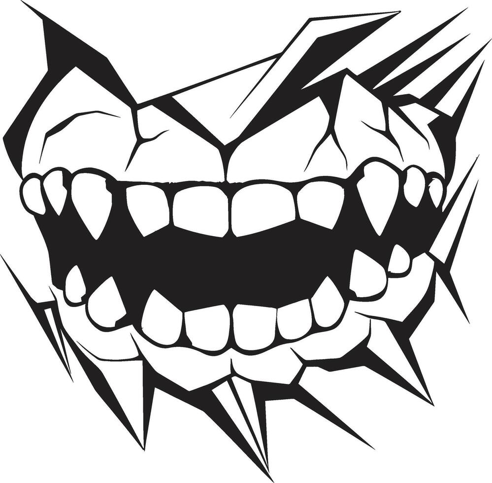 Demons Snarl Black Ghastly Jawline Malevolent Bite Sinister Infernal Jaw Element vector