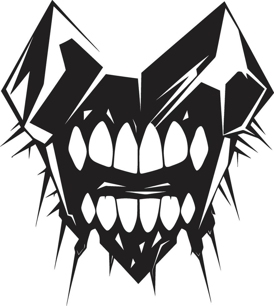 Wicked Gape Black Malevolent Mouth Symbol Devilish Jaws Sinister Shadowed Bite vector