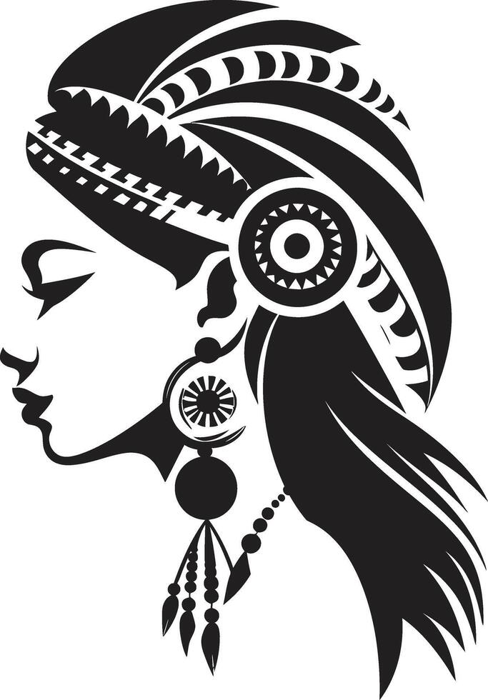 Garden Glamour Black Floral Woman Blossom Belle Floral Face vector
