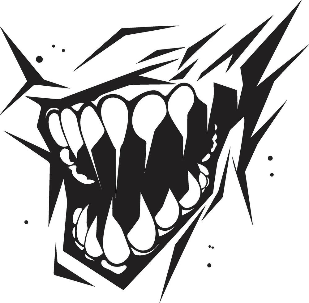 Diabolic Gape Black Wicked Mouth Element Abyssal Grin Sinister Devils Jaw Symbol vector