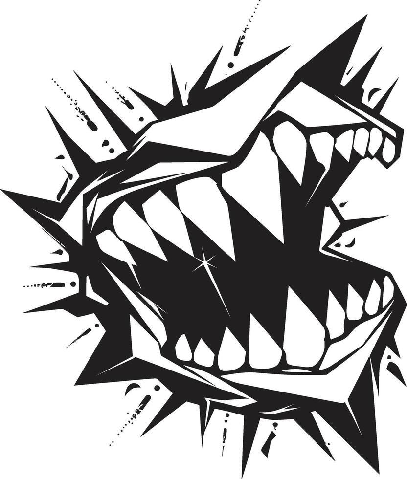 Shadowed Bite Sinister Demons Mouth Symbol Wicked Maw Black Evil Creature Jawline vector