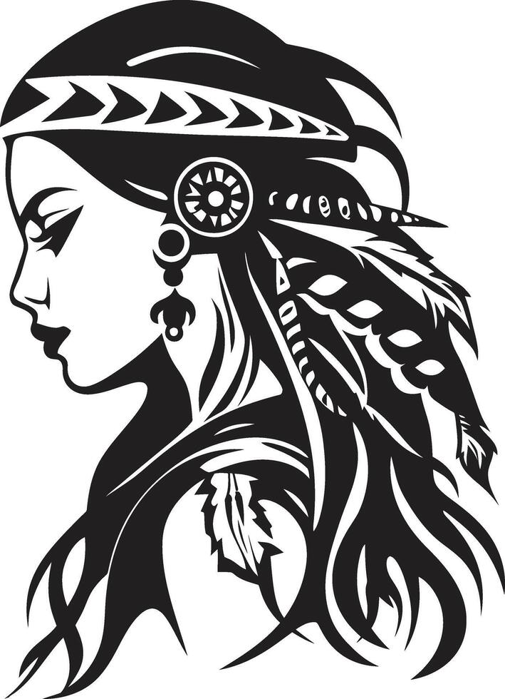 Flora Muse Floral Woman Profile Botanical Bloom Black Floral Woman vector