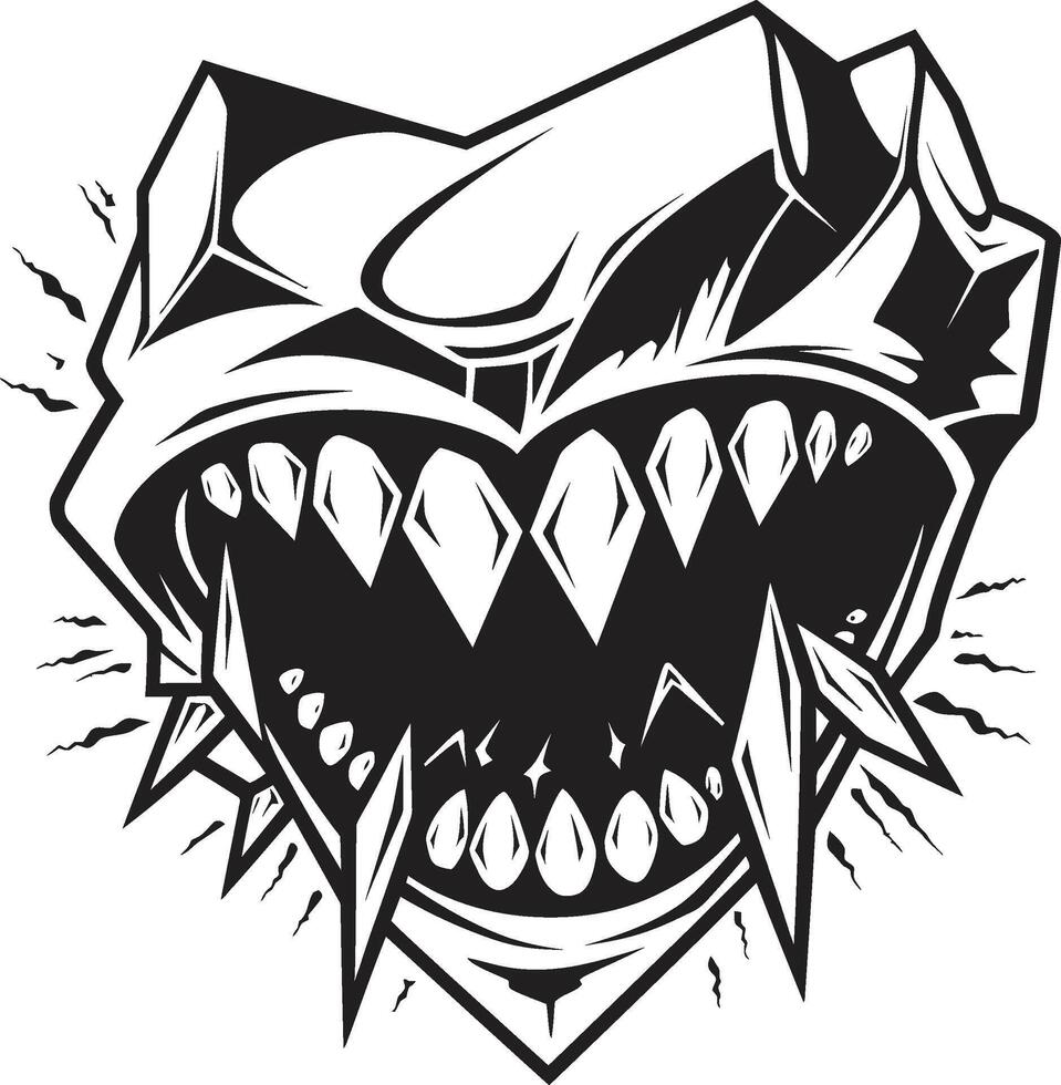 Infernal Maw Sinister Abyssal Mouth Graphic Demons Snarl Black Ghastly Jawline vector