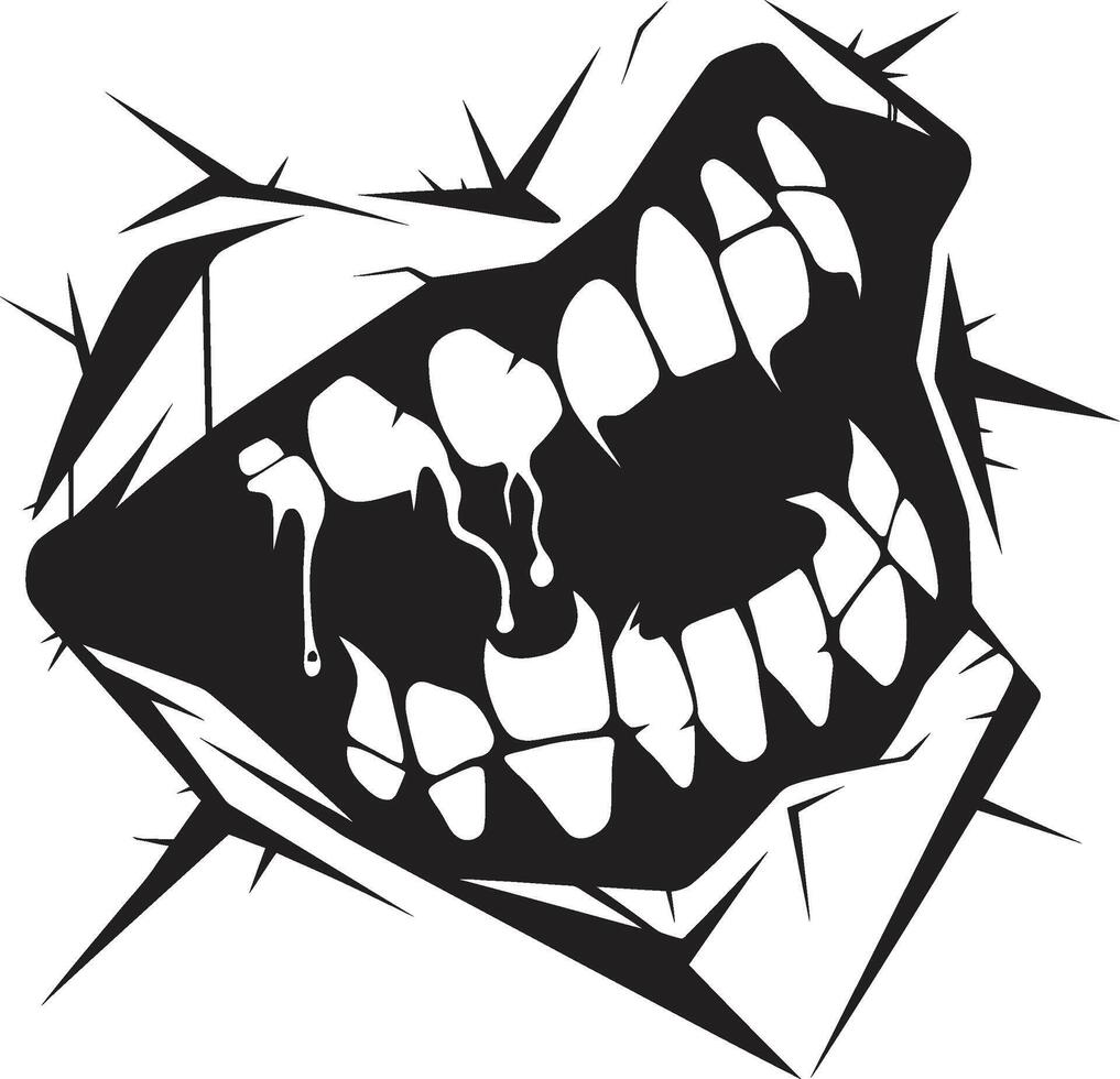 Devils Gnash Black Shadowed Bite Diabolic Grin Sinister Wicked Jawline vector