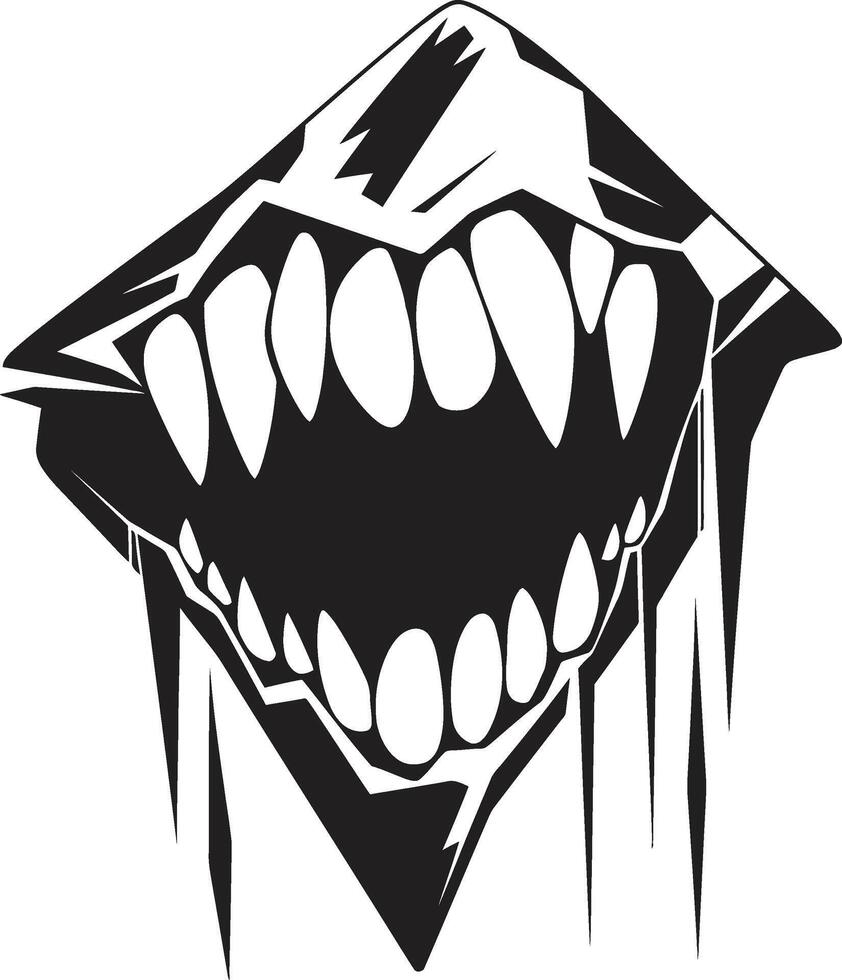 Ghastly Bite Sinister Diabolic Jaw Symbol Infernal Snarl Black Abyssal Bite vector