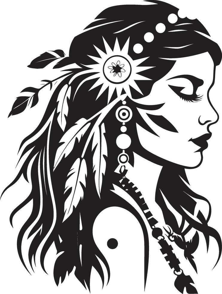 Bloom Beauty Floral Woman Graphic Garden Glamour Black Floral Face Symbol vector