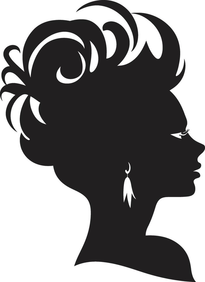 Noir Nightshade Black Floral Face Graphic Obsidian Muse Floral Face Symbol vector