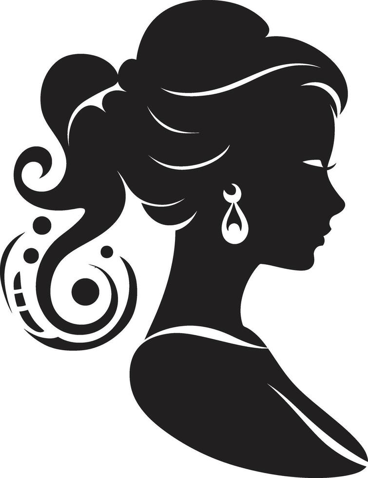 Enchanted Shadows Black Floral Face Graphic Noir Whisperings Floral Woman vector