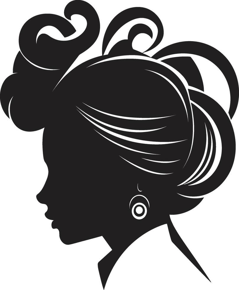 Noir Blossom Dream Floral Face Midnight Reverie Black Floral Face Profile vector