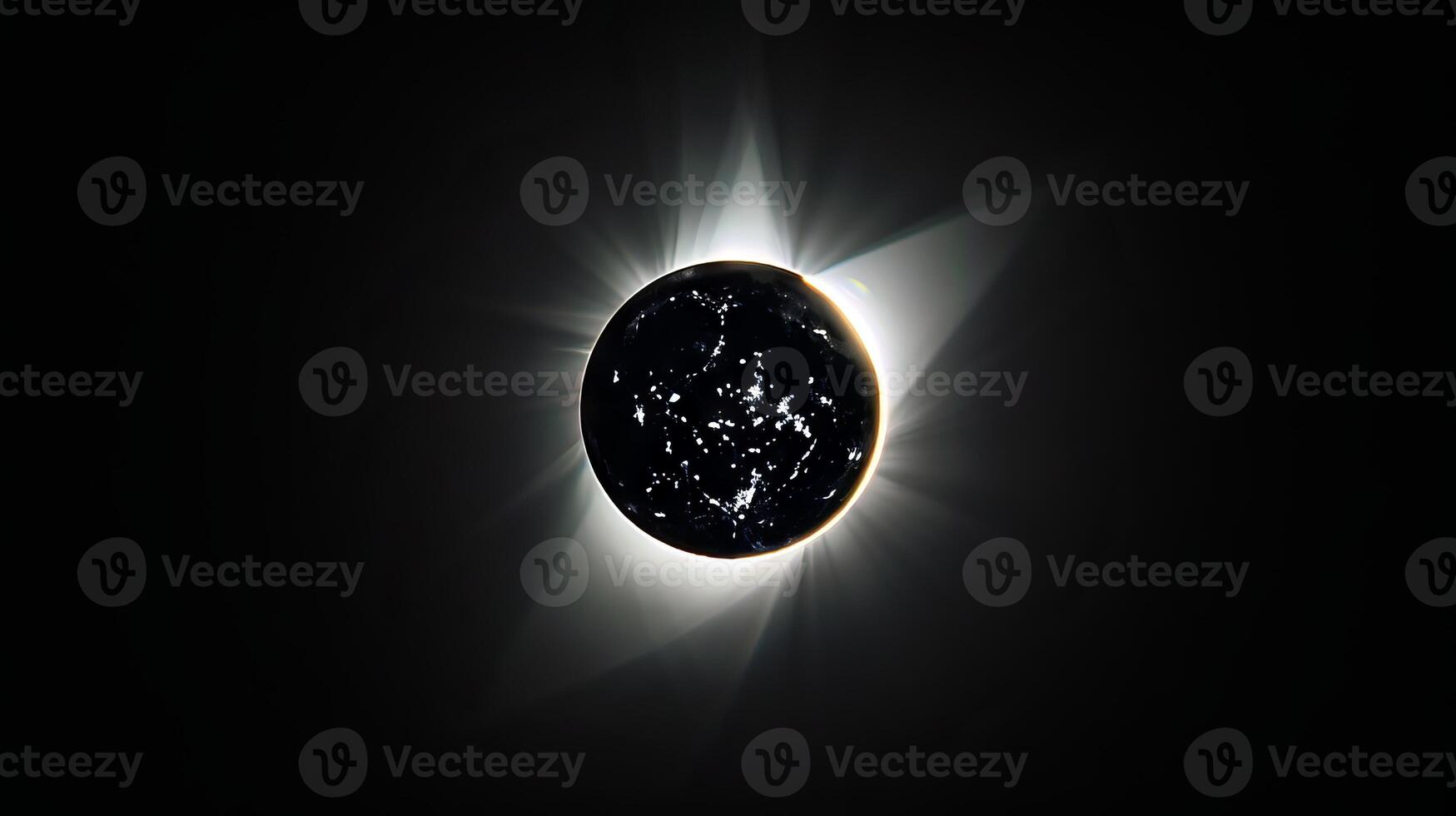 Solar eclipse with star-filled background. Astronomical event with a darkened sun. Concept of astronomy, celestial phenomenon, cosmic event, night sky observation photo