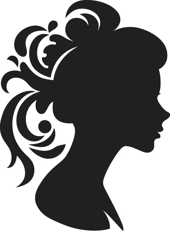 Noir Blossom Muse Black Floral Face Obsidian Enchantment Floral Face vector