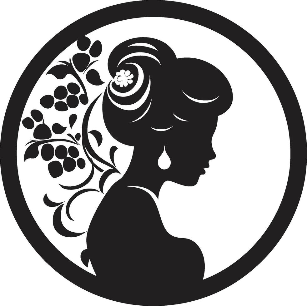 Shadowed Petal Portrait Floral Face Noir Blossom Muse Black Floral Woman Graphic vector