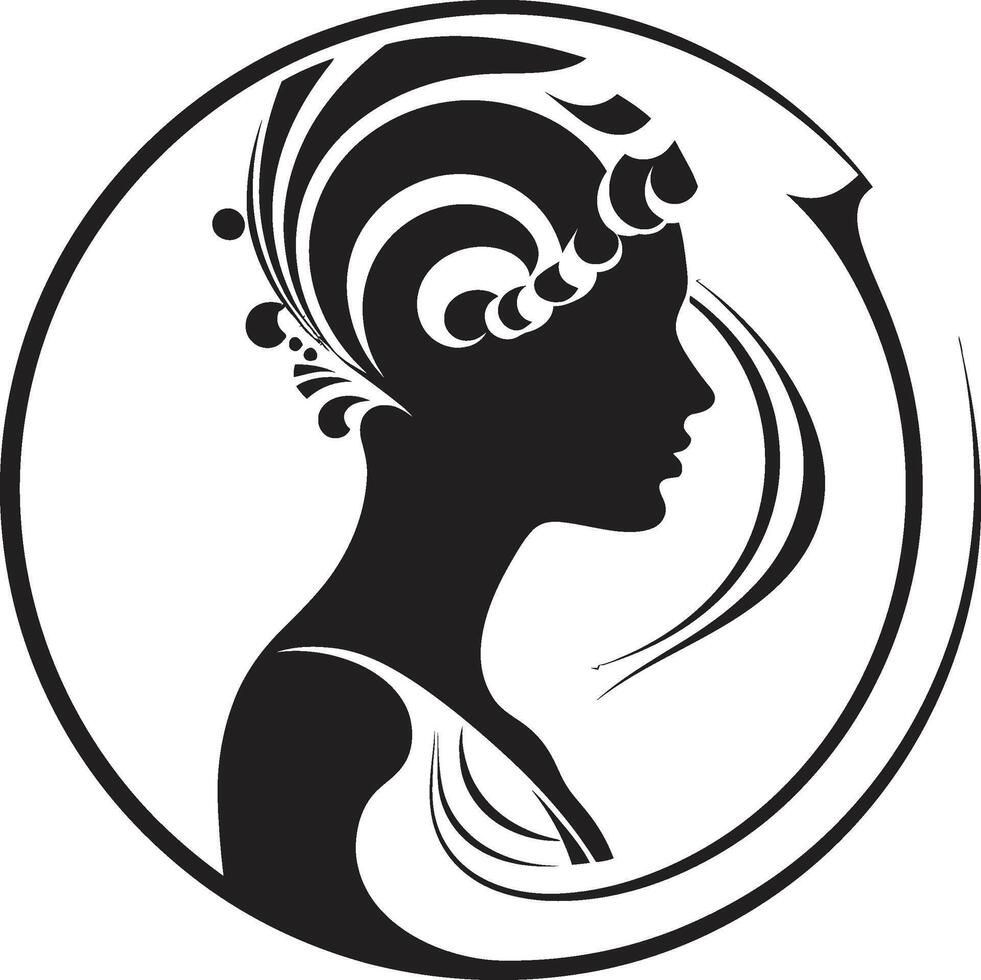 Enchanted Noir Black Floral Woman Graphic Blossom Noir Floral Face Element vector