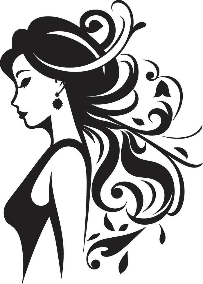 Enchanted Noir Floral Face Midnight Serenity Black Floral Face Graphic vector