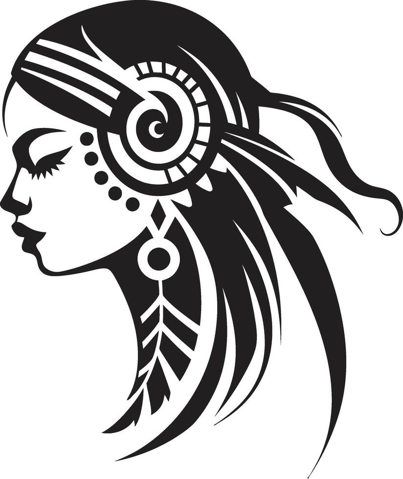 Petal Profile Floral Face Botanical Bloom Black Floral Woman Graphic vector