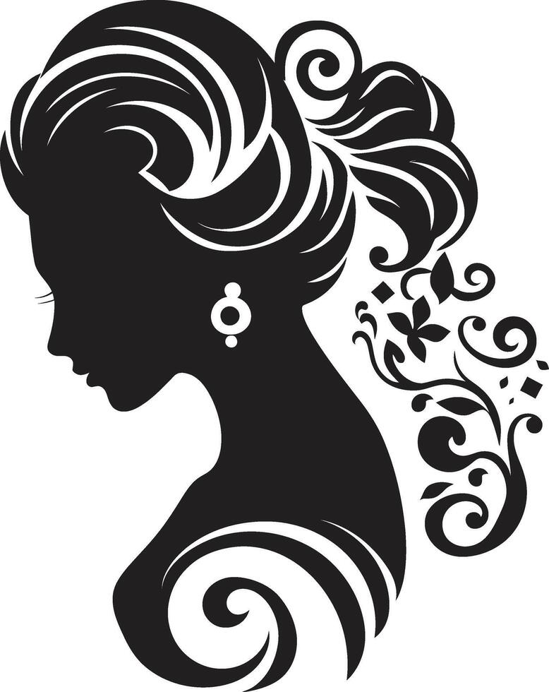 Shadowed Serenade Black Floral Face Noir Bloom Muse Floral Face vector