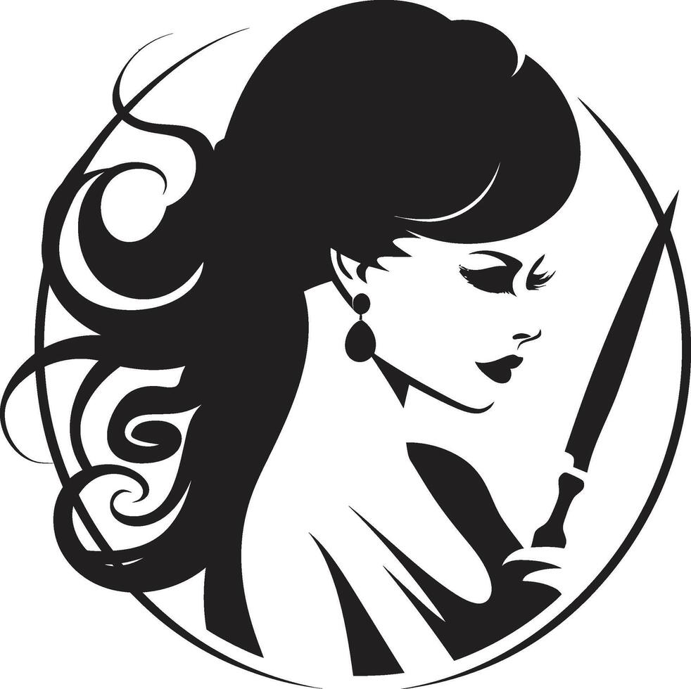 Obsidian Serenity Floral Face Symbol Enigmatic Elegance Black Floral Woman Head vector