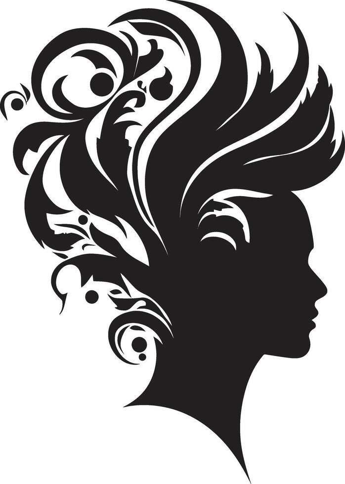 Petal Portrait Floral Woman Symbol Botanical Blossom Black Floral Face Graphic vector